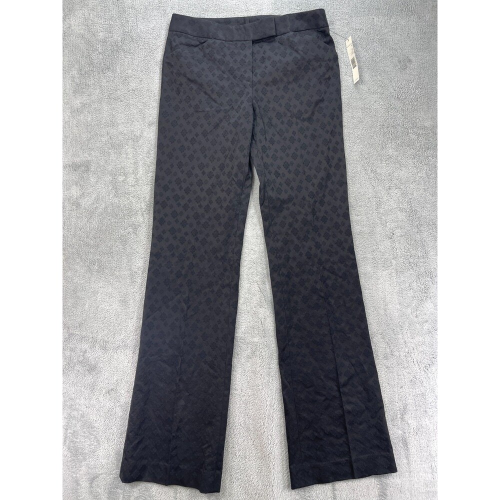Elie Tahari Dress Pants Women 6 Black Bootcut Floral Stretch Mid Rise Formal